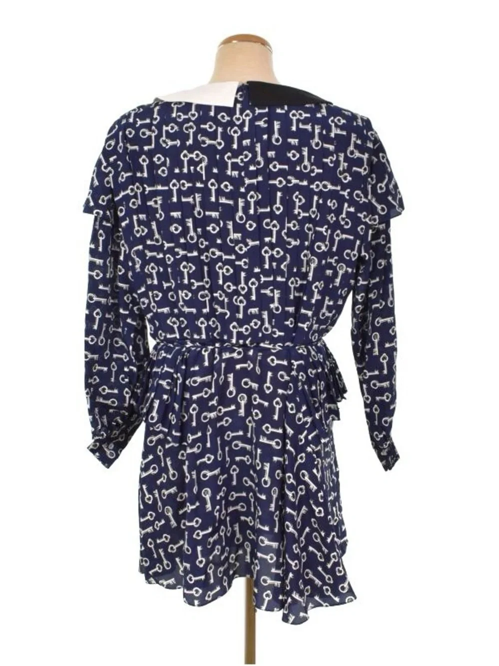 Louis Vuitton Navy and White Key-Print Sailor Collar Kids Dress